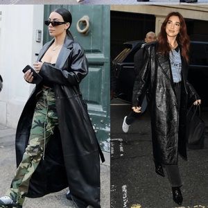 Vintage Genuine Black Leather Long Trench Coat Steampunk Goth Matrix S Korea